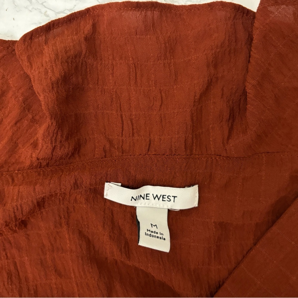 Nine West Lightweight Boxy Ruffle Boho Tank Top Size Womens M Red Peasant - Picture 4 of 5